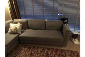 Gratis Design hoekbank 6 pers blauw/bruin gebruikt