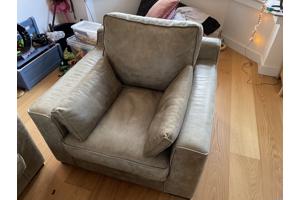 Loveseat en holler, groen zacht leer