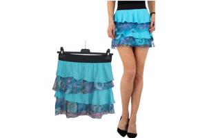 Metrofive mini rok met laagjes van kant turquoise L/XL