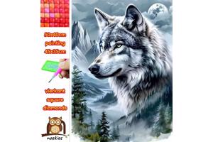 50x40cm Diamond Painting wolf (vierkant steentjes) nr 21
