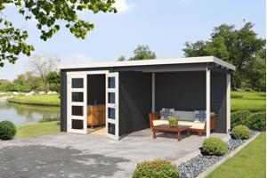 Blokhut met overkapping Helena 472x230 Onbehandeld vuren