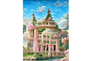 nr 2012 Diamond Painting fantasie kasteel 50x40cm (rond)