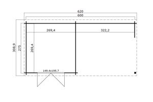 Tuinhuis-Blokhut Manuel: 620 x 295 cm