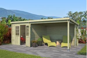 Blokhut met overkapping Sunniva 570x275 Onbehandeld vuren