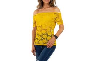 Whoa off shoulder top kant okergeel M/L 38/40