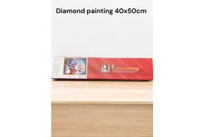 Diamond painting kerstman met cadeau 50x40cm