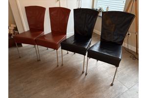 4 leren eetkamer stoelen
