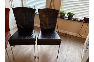 4 leren eetkamer stoelen