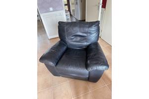 Fauteuil/relaxstoel zwart leer