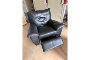 Fauteuil/relaxstoel zwart leer