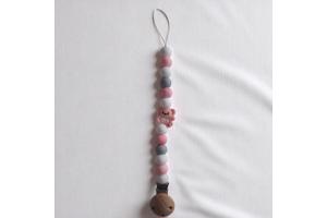 Speenkoord beertje lichtroze grijs wit