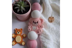 Speenkoord beertje lichtroze grijs wit
