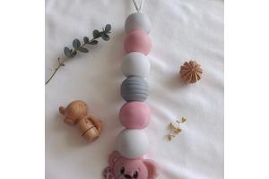 Speenkoord beertje lichtroze grijs wit