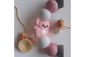 Speenkoord beertje lichtroze grijs wit