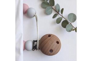 Speenkoord beertje lichtroze grijs wit