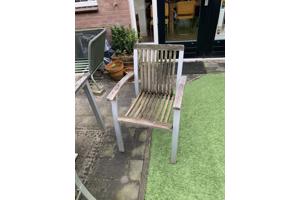 Tuinset (tafel + 4 stoelen) Alu + hout