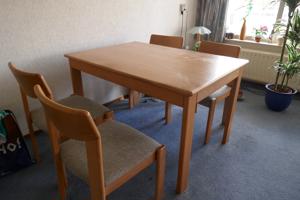 eettafel en 4 stoelen - blank eiken