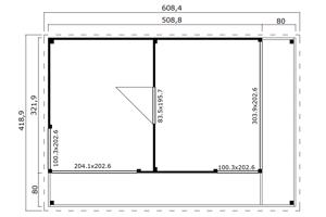 Tuinhuis-Blokhut Domeo 3 Loggia set:  508,8 x 321,9cm