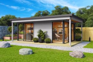 Tuinhuis-Blokhut Domeo 3 Loggia set:  508,8 x 321,9cm