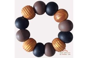 Noekies Handgemaakte Bijtring bruin goud zwart - Nieuw!