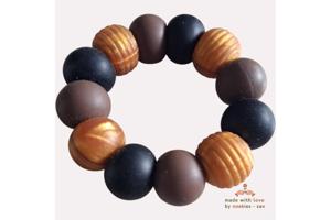 Noekies Handgemaakte Bijtring bruin goud zwart - Nieuw!