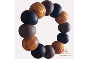 Noekies Handgemaakte Bijtring bruin goud zwart - Nieuw!