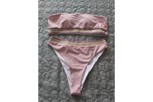 Bandeau bikini roze goud hoge taille XL