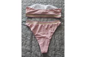 Bandeau bikini roze goud hoge taille XL