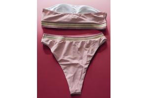 Bandeau bikini roze goud hoge taille XL