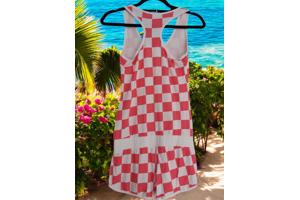 Playsuit roze wit geblokt M