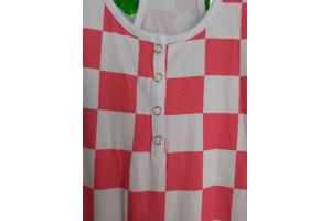 Playsuit roze wit geblokt M