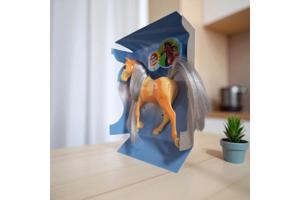 Little horse speelpaard geel oranje gevlekt grijs haar