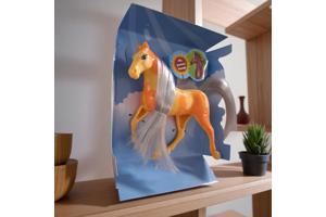 Little horse speelpaard geel oranje gevlekt grijs haar