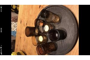 houten blad met 8 glazen waxinelichthouder met 4 waxine l