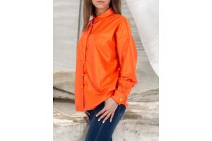 See See oversized blouse jasje knal oranje PU leer S/36