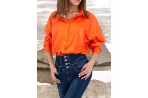 See See oversized blouse jasje knal oranje PU leer S/36