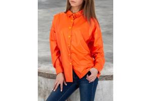 See See oversized blouse jasje knal oranje PU leer S/36