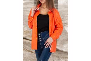 See See oversized blouse jasje knal oranje PU leer S/36