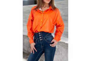 See See oversized blouse jasje knal oranje PU leer S/36