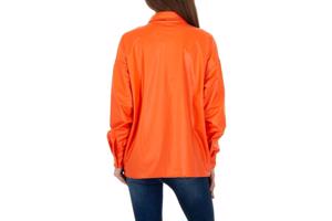 See See oversized blouse jasje knal oranje PU leer S/36