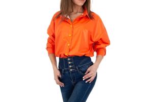 See See oversized blouse jasje knal oranje PU leer S/36