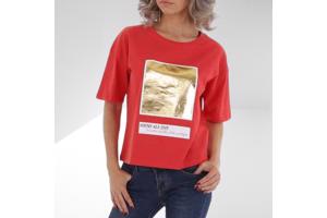 Glo-Story t-shirt Shine all day rood goud S