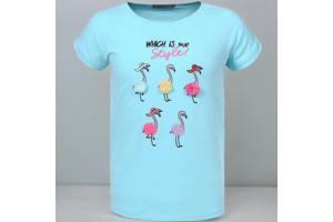 Glo-Story t-shirt flamingo&#x27;s turquoise 110