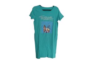 Shirt jurk tropical dog turquoise S