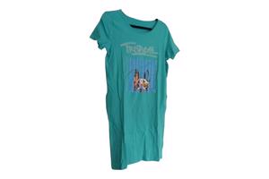 Shirt jurk tropical dog turquoise S