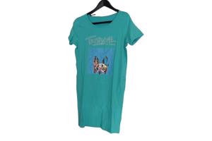 Shirt jurk tropical dog turquoise S