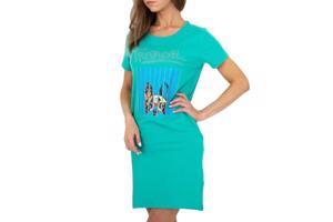 Shirt jurk tropical dog turquoise S