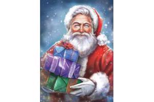 Diamond painting kerstman met cadeau 50x40cm