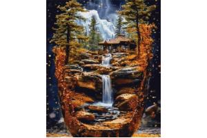50x40cm Diamond Painting waterval bos (vierkant) nr 56