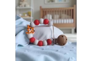 Speenkoord poesje oranje rood wit